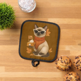 Kat met pompoentaart voor Thanksgiving Party Pannenlap