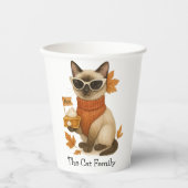 Kat met pompoentaart voor Thanksgiving Party Papieren Bekers (Voorkant)