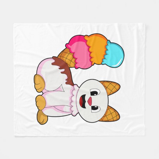 Kat met pop fleece deken (Voorkant (Horizontaal))