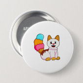 Kat met pop ronde button 7,6 cm (Voorkant /achterkant)