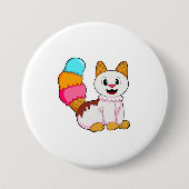 Kat met pop ronde button 7,6 cm (Voorkant)
