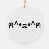 Kat met poten euticon ฅ^ ・ ع・ Japanse Kaomoji Keramisch Ornament (Voorkant)