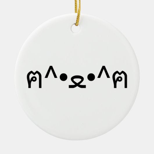 Kat met poten euticon ฅ^ ・ ع・ Japanse Kaomoji Keramisch Ornament (Voorkant)