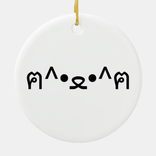 Kat met poten euticon ฅ^ ・ ع・ Japanse Kaomoji Keramisch Ornament (Achterkant)