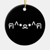 Kat met poten euticon ฅ^ ・ ع・ Japanse Kaomoji Keramisch Ornament (Voorkant)