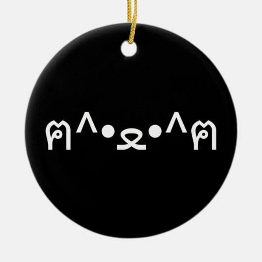 Kat met poten euticon ฅ^ ・ ع・ Japanse Kaomoji Keramisch Ornament (Voorkant)