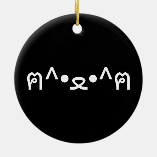 Kat met poten euticon ฅ^ ・ ع・ Japanse Kaomoji Keramisch Ornament (Achterkant)