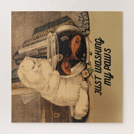  kat met poten in de visbak Mijn poten wassen Legpuzzel (Verticaal)