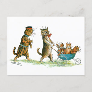 Kat met Pram Louis Wain Briefkaart