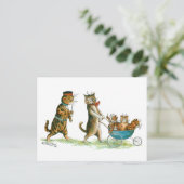 Kat met Pram Louis Wain Briefkaart (Staand voorkant)