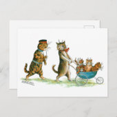 Kat met Pram Louis Wain Briefkaart (Voorkant / Achterkant)