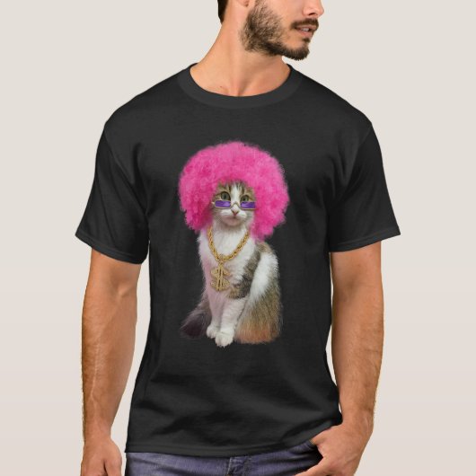Kat Met Pruik T-shirt (Voorkant)