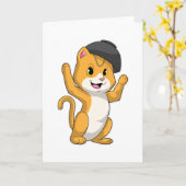 Kat met Ramen Kom Kaart (Gele Bloem)