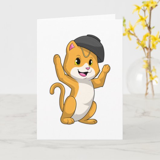 Kat met Ramenkom Kaart (Gele Bloem)