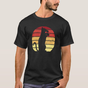 Kat Met Retro Zon Drinkende Wijn T-shirt