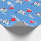 Kat met rode ballon in wolken cadeaupapier (Hoek)