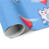 Kat met rode ballon in wolken cadeaupapier (Rol Hoek)