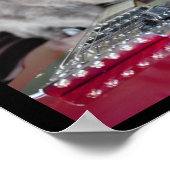 Kat met rode elektrische gitaar poster (Hoek)