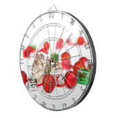 Kat met rode kerstkerstkerstkerstsieraad dartbord (Voorkant Rechts)