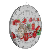 Kat met rode kerstkerstkerstkerstsieraad dartbord (Voorkant Links)