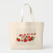 Kat met rode kerstkerstkerstkerstsieraad grote tote bag (Voorkant)