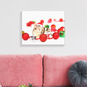 Kat met rode kerstmuts canvas afdruk (Insitu (Woonkamer))
