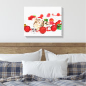 Kat met rode kerstmuts canvas afdruk (Insitu (Slaapkamer))