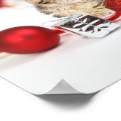 Kat met rode kerstmuts poster (Hoek)