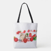 Kat met rode kerstmuts tote bag (Achterkant)