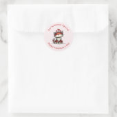 Kat met rode liefdesharten Schattig Leuke Valentij Ronde Sticker (Tas)