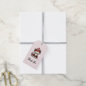 Kat met rode liefdeshartjes Schattig en grappig Da Cadeaulabel (Met Touw)