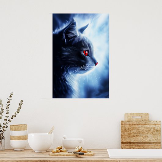 Kat met rode ogen poster (Keuken)