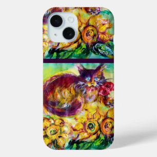 KAT MET RODE RIBBON EN ZONNEN iPhone 15 CASE
