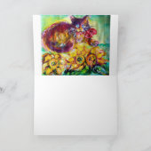 KAT MET RODE RIBBON EN ZONNEN KAART (Binnen)