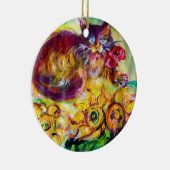 KAT MET RODE RIBBON EN ZONNEN KERAMISCH ORNAMENT (Rechts)