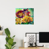 KAT MET RODE RIBBON EN ZONNEN POSTER (Thuiskantoor)