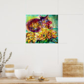 KAT MET RODE RIBBON EN ZONNEN POSTER (Keuken)