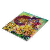 KAT MET RODE RIBBON EN ZONNEN TEGELTJE (Zijkant)