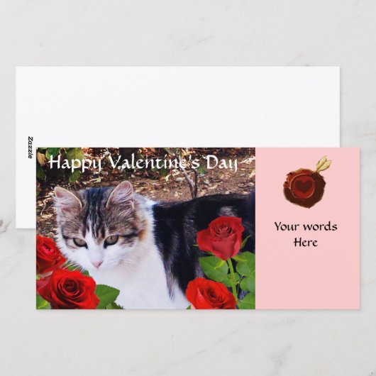 KAT MET RODE ROSEN FEESTDAGENKAART (Voorkant / Achterkant)