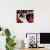 KAT MET RODE ROSEN POSTER (Thuiskantoor)