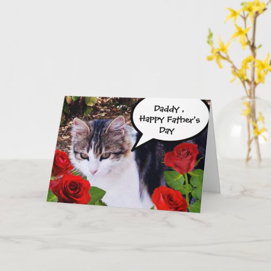 KAT MET RODE ROSEN, VADERDAG KAART (Gele Bloem)