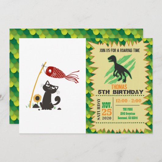 Kat met rolgordel en glansmachine - achtergrondkle kaart (Voorkant / Achterkant)