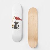 Kat met rolgordel en glansmachine - achtergrondkle persoonlijk skateboard (Voorkant)