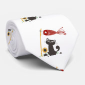 Kat met rolgordel en glansmachine - achtergrondkle stropdas (Opgerold)