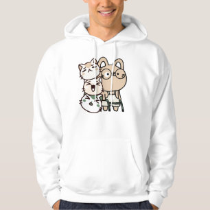 Kat met rollator en vrolijke kattengroep hoodie