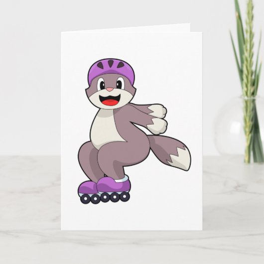 Kat met rollerschaatsen kaart (Voorkant)