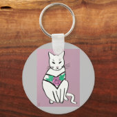 Kat met Roos kraag Sleutelhanger (Voorkant)