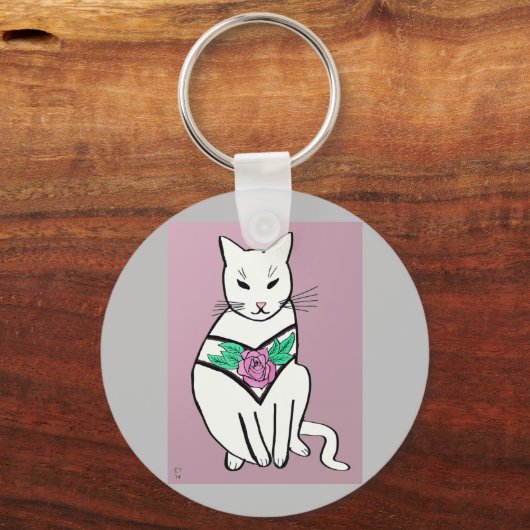 Kat met Roos kraag Sleutelhanger (Voorkant)