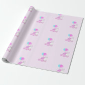 Kat met roze auto en ballonnen cadeaupapier (Uitgerold)