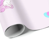 Kat met roze auto en ballonnen cadeaupapier (Rol Hoek)